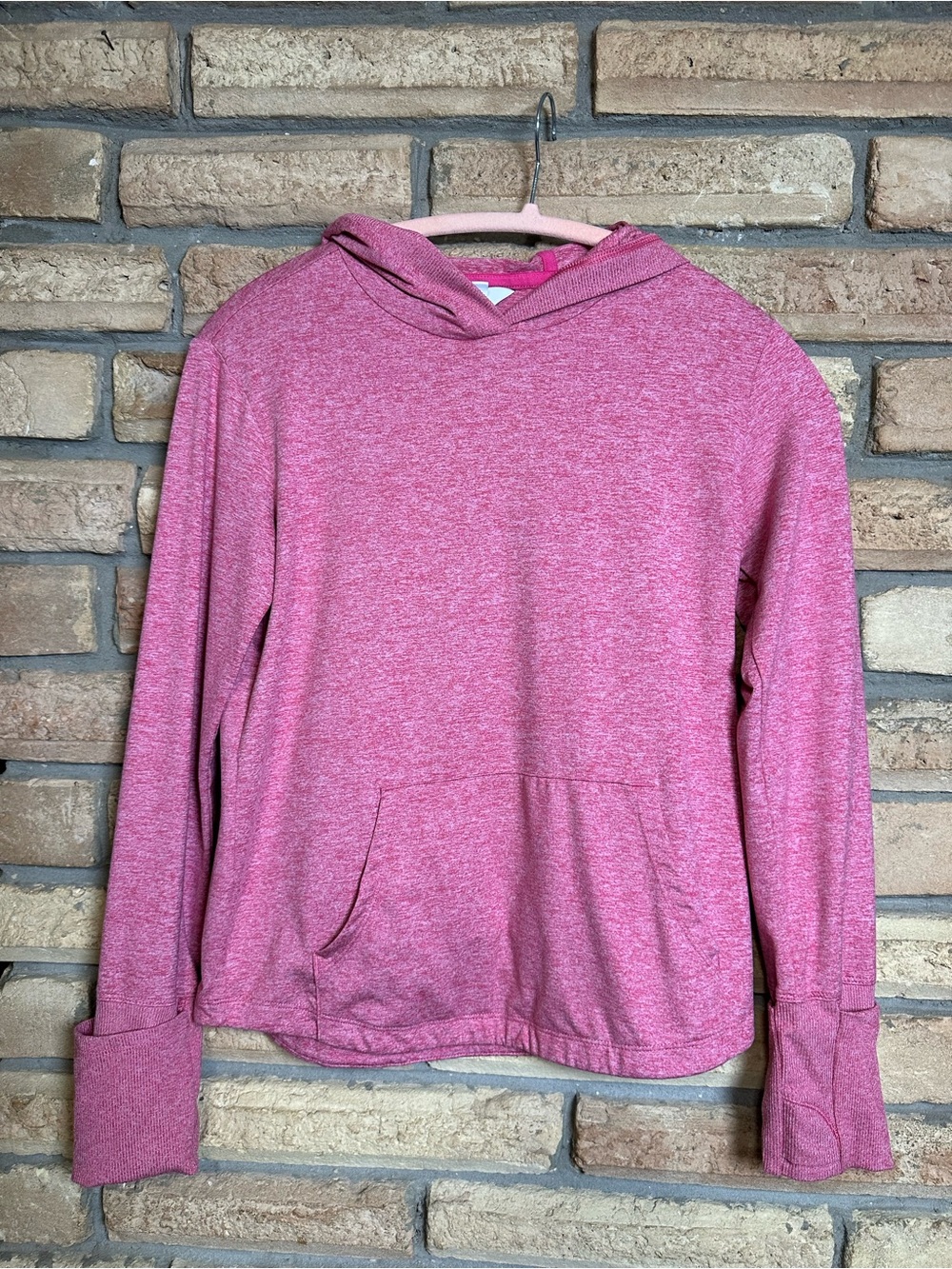 Athleta Girls Heathered Pink Hooded Pullover